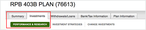 Investments Tab Bordered
